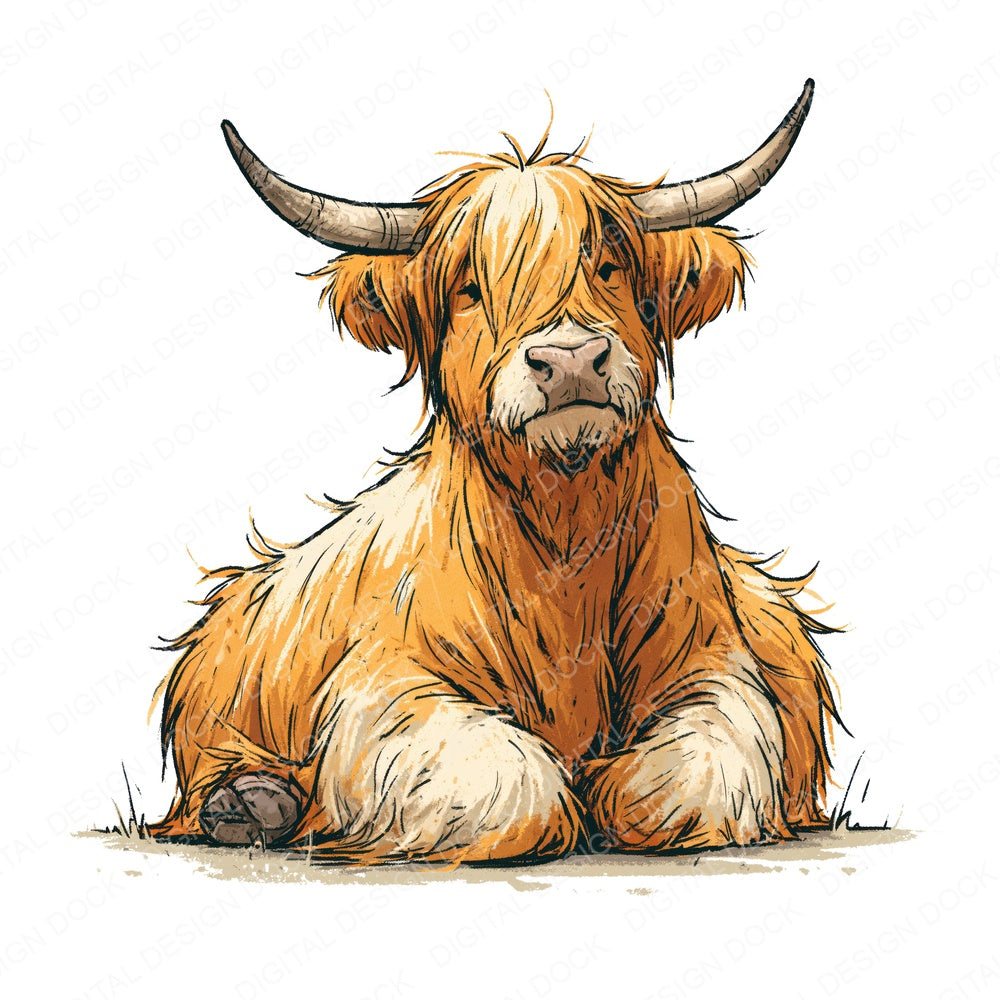 Stylised Highland Cow Fussy Cut Sheets (DDD014553)