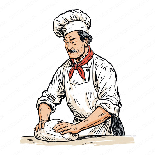 Stylised Italian Pizza Chef Clipart Set (DDD018013)