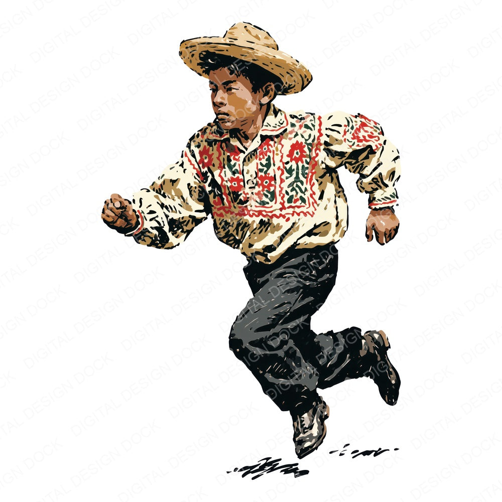 Stylised Mexican Boy Traditional Clipart Set (DDD018020)