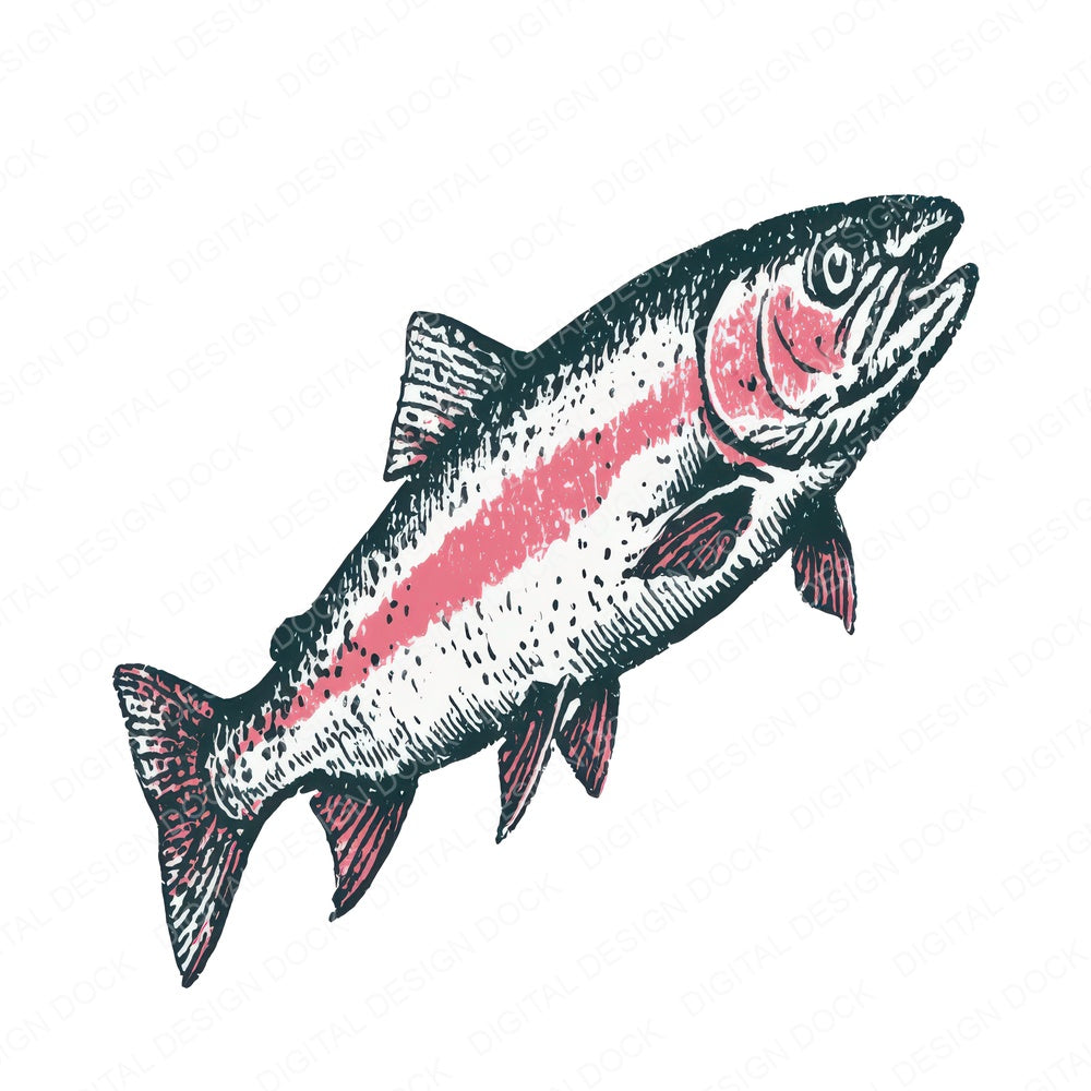 Stylised Rainbow Trout Fussy Cut Sheets (DDD013764)
