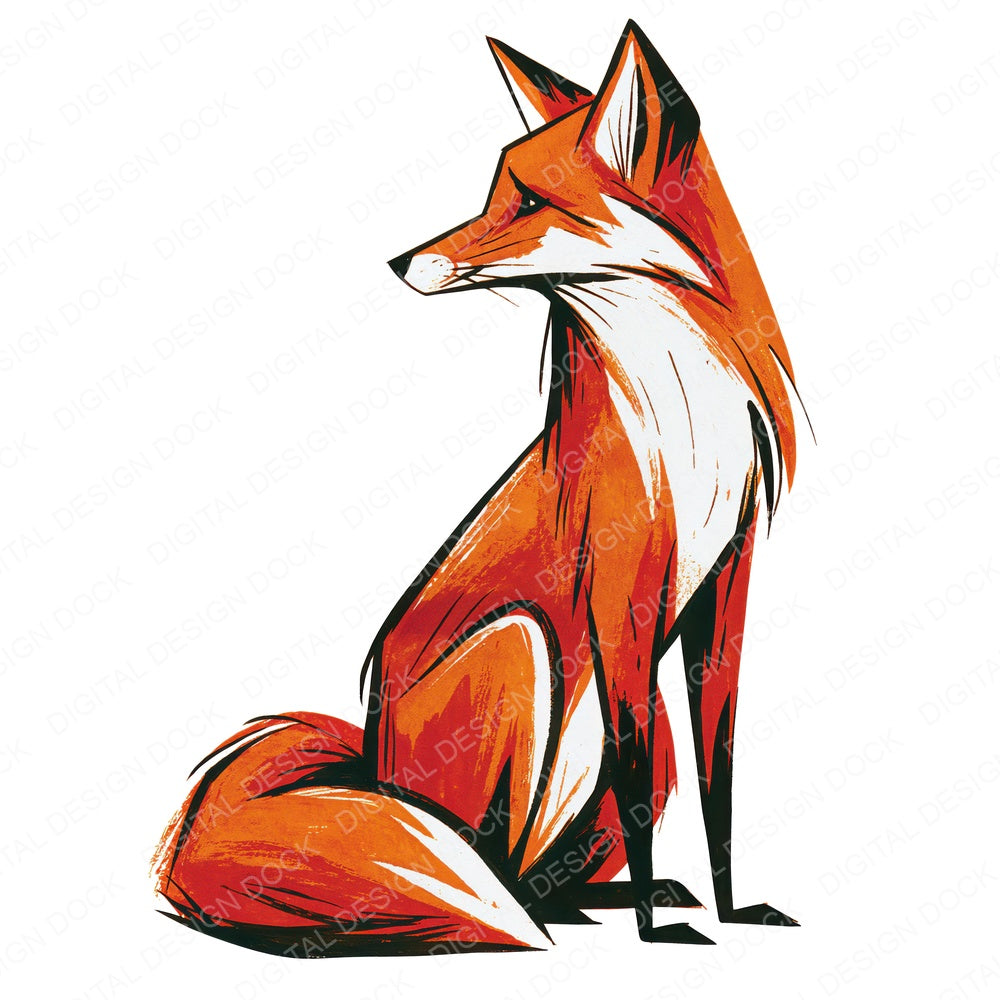 Stylised Red Fox Clipart Set (DDD014536)