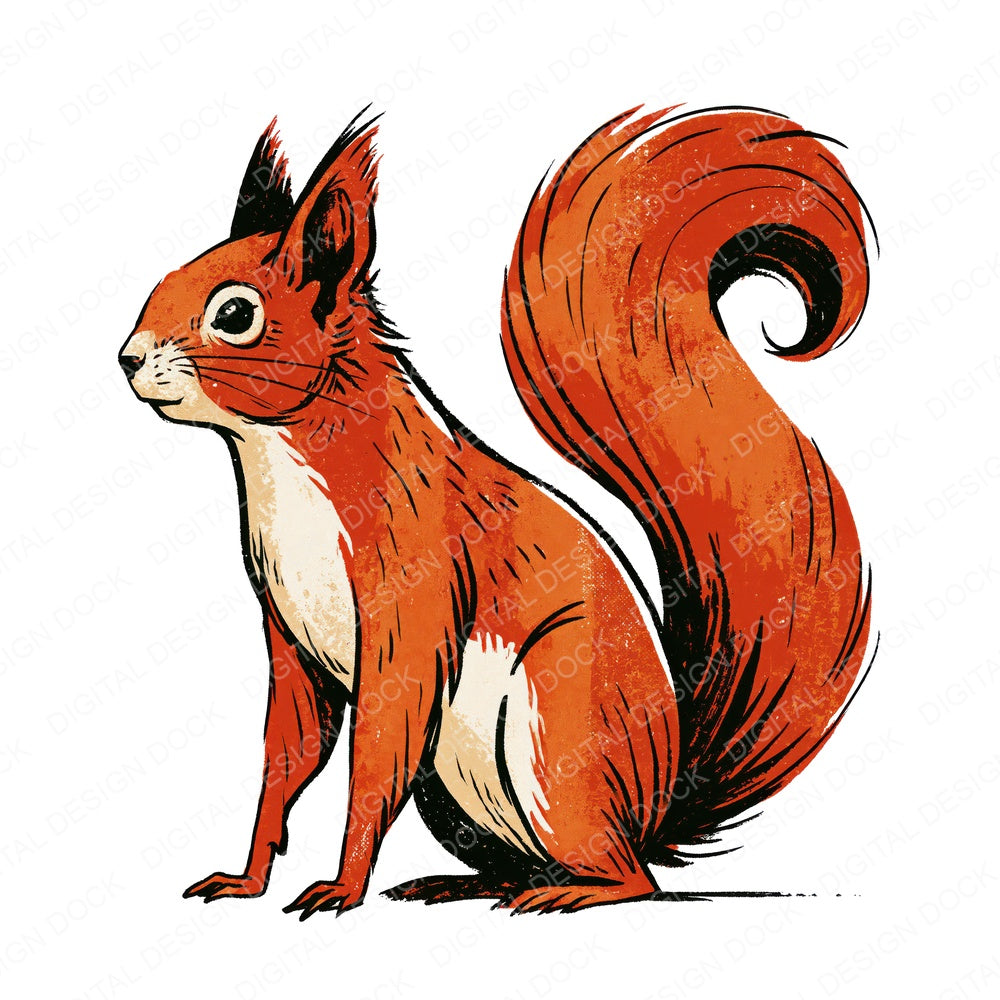 Stylised Red Squirrel Fussy Cut Sheets (DDD014557)