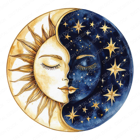 Sun Moon Folk Duo fussy cut sheet in A4 format showing all 12 designs on one printable page
