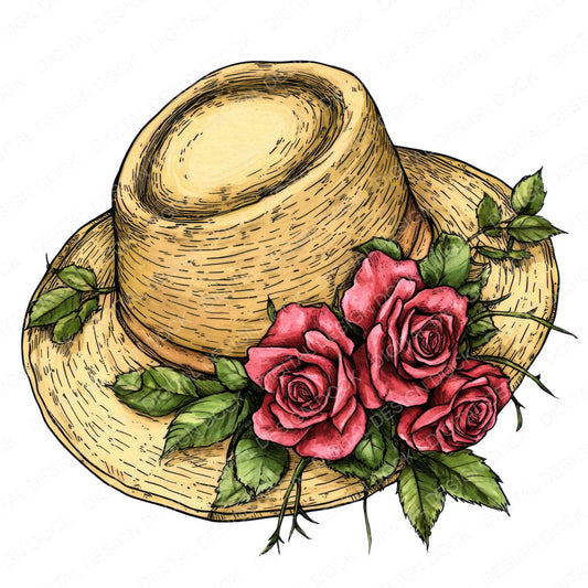 Sunhat with Spilled Roses fussy cut sheet in A4 format showing all 12 designs on one printable page