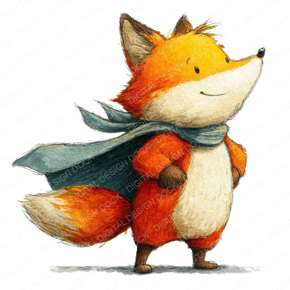 Superhero Fox fussy cut sheet in A4 format showing all 12 designs on one printable page