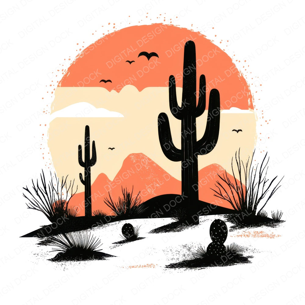 Surreal Desert Scene fussy cut sheet in A4 format showing all 12 designs on one printable page