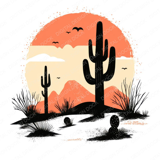 Surreal Desert Scene fussy cut sheet in A4 format showing all 12 designs on one printable page