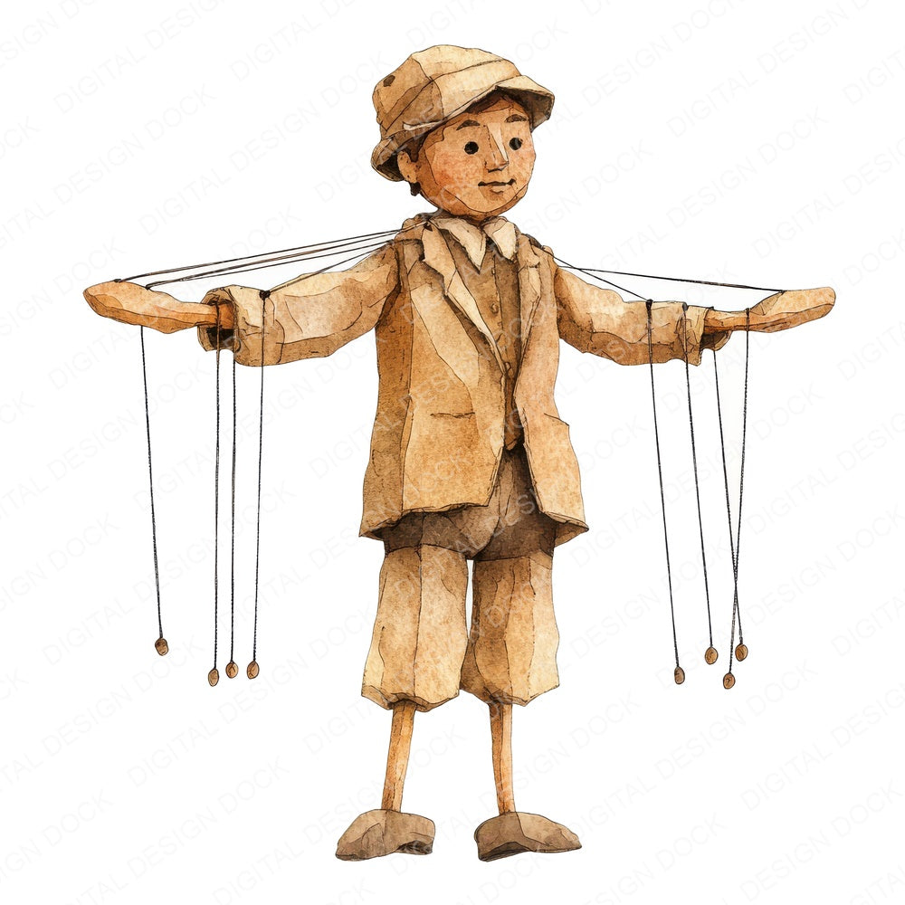 Tangled Marionette Puppet fussy cut sheet in US Letter format showing all 12 designs on one printable page
