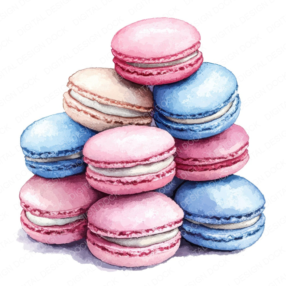 Tasty Macarons fussy cut sheet in A4 format showing all 12 designs on one printable page