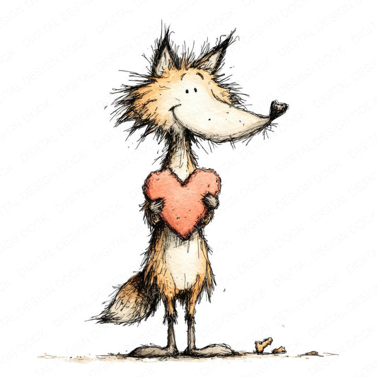 Tatty Fox Sweetheart fussy cut sheet in A4 format showing all 12 designs on one printable page
