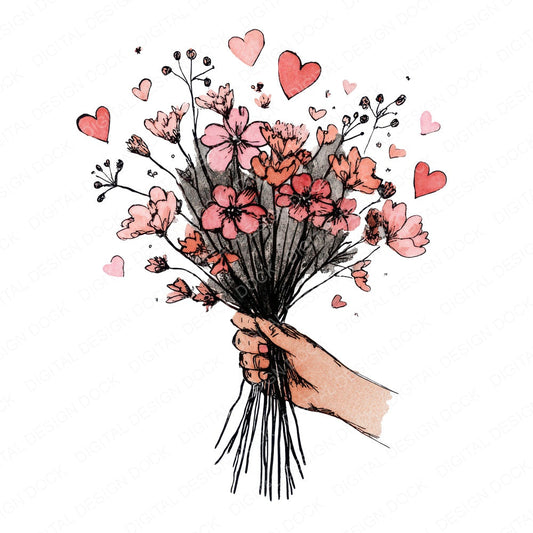 Tatty Hand Love Bouquet fussy cut sheet in US Letter format showing all 12 designs on one printable page