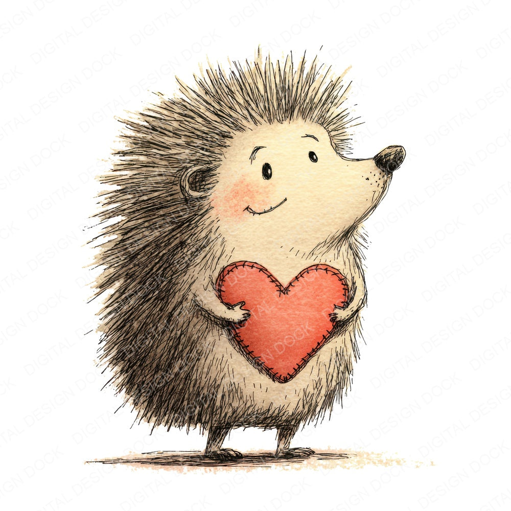 Tatty Hedgehog Valentine fussy cut sheet in US Letter format showing all 12 designs on one printable page