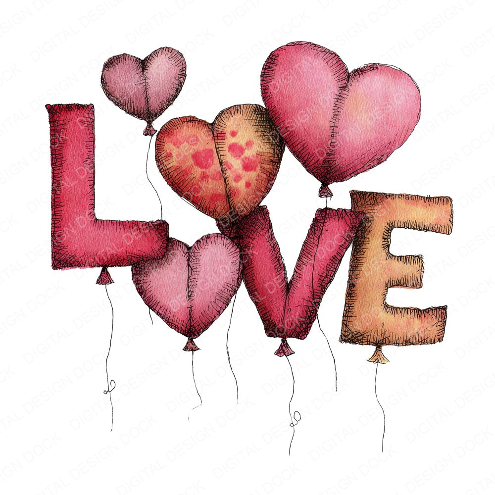 Tatty Love Balloons fussy cut sheet in US Letter format showing all 12 designs on one printable page