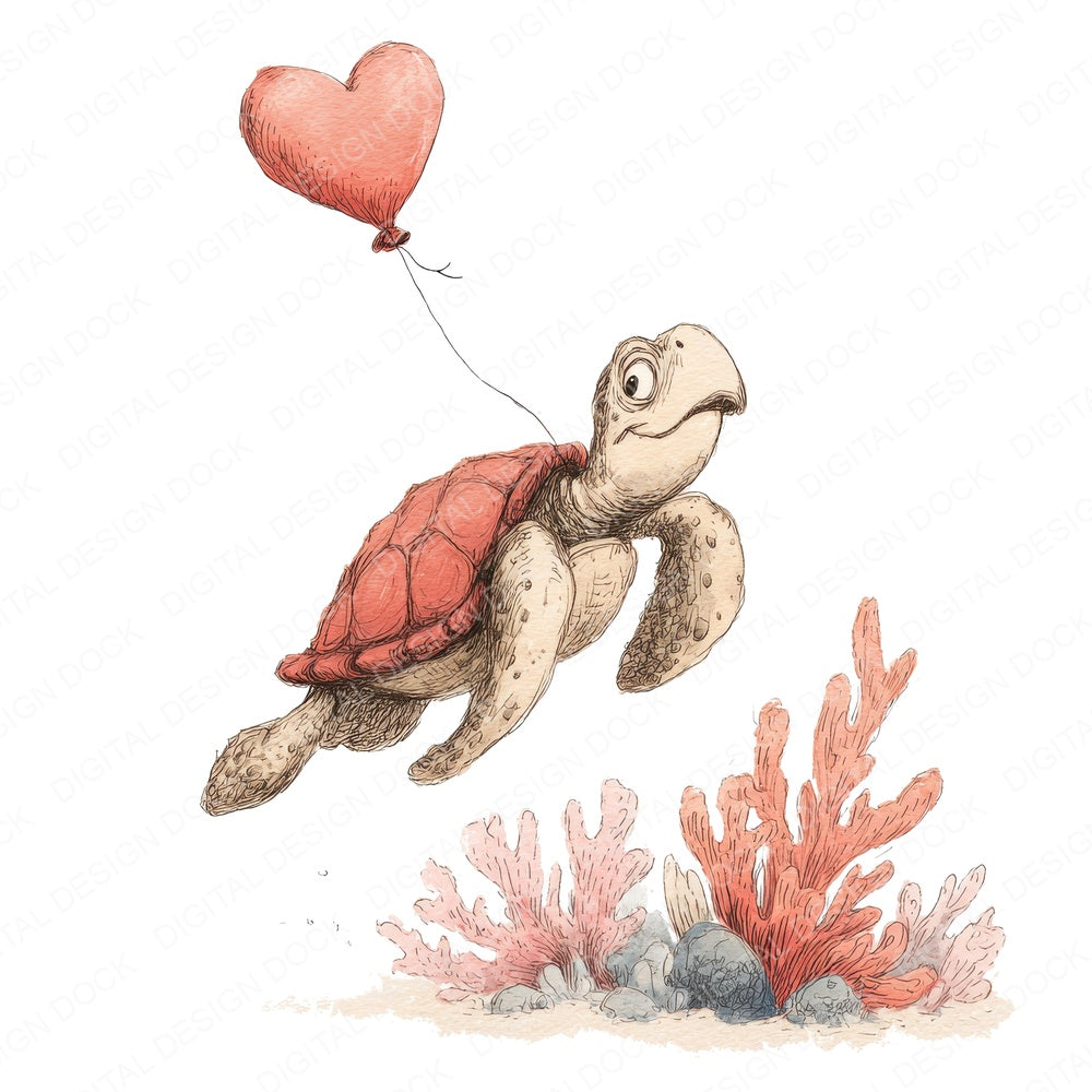 Tatty Turtle Love fussy cut sheet in US Letter format showing all 12 designs on one printable page