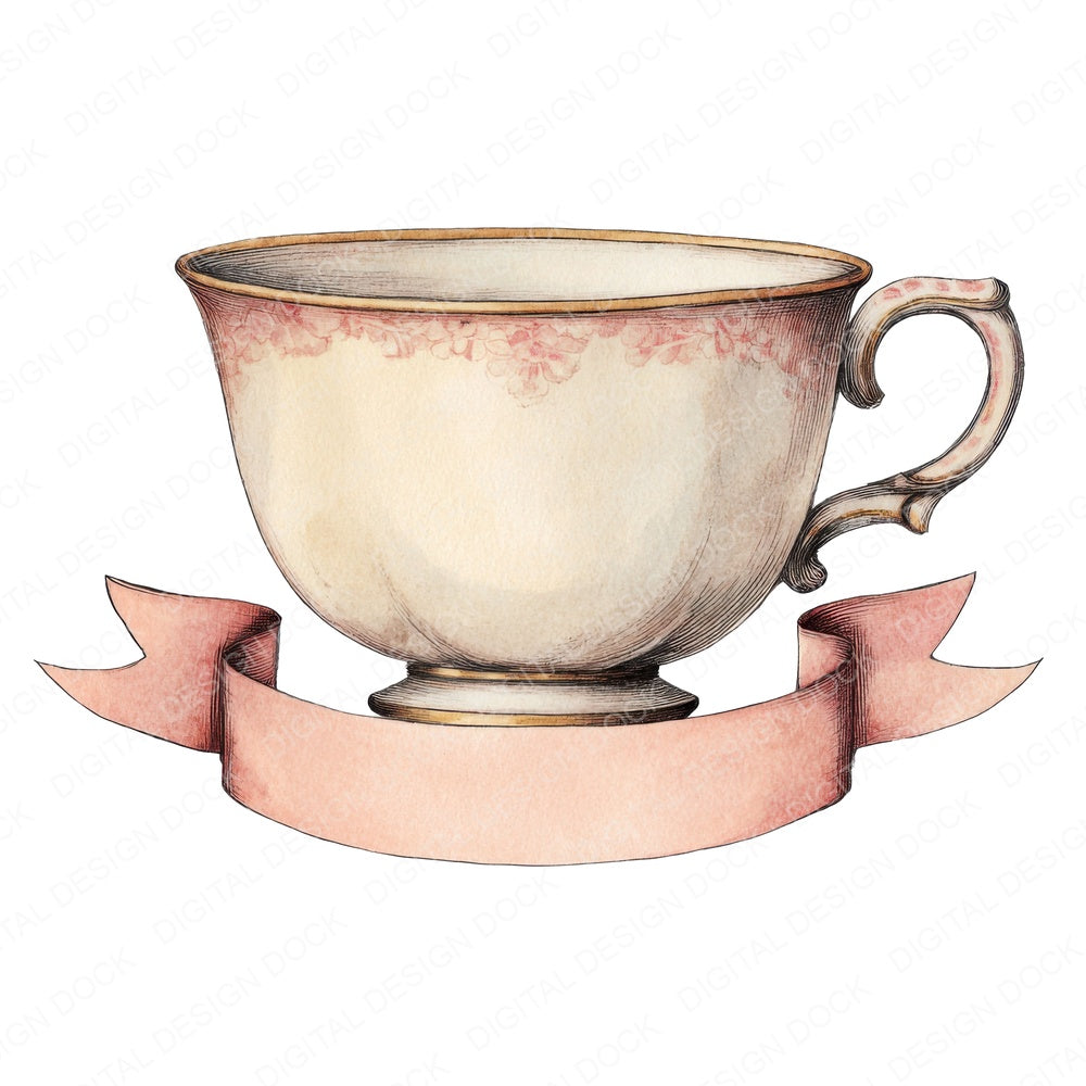 Teacup Banner fussy cut sheet in US Letter format showing all 12 designs on one printable page