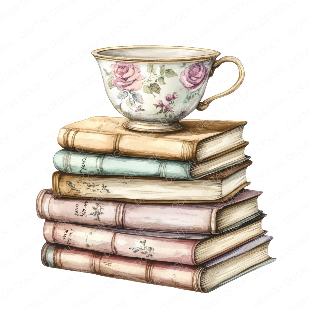 Teacup on Storybooks fussy cut sheet in A4 format showing all 12 designs on one printable page