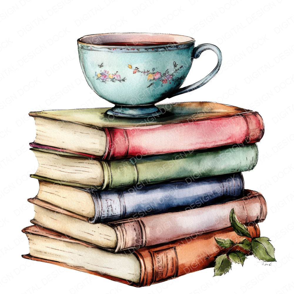 Teacup on Storybooks fussy cut sheet in US Letter format showing all 12 designs on one printable page
