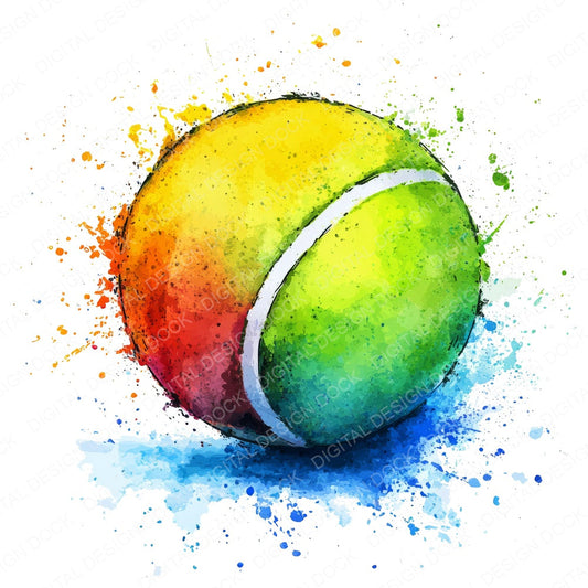 Tennis Ball Splash fussy cut sheet in A4 format showing all 12 designs on one printable page