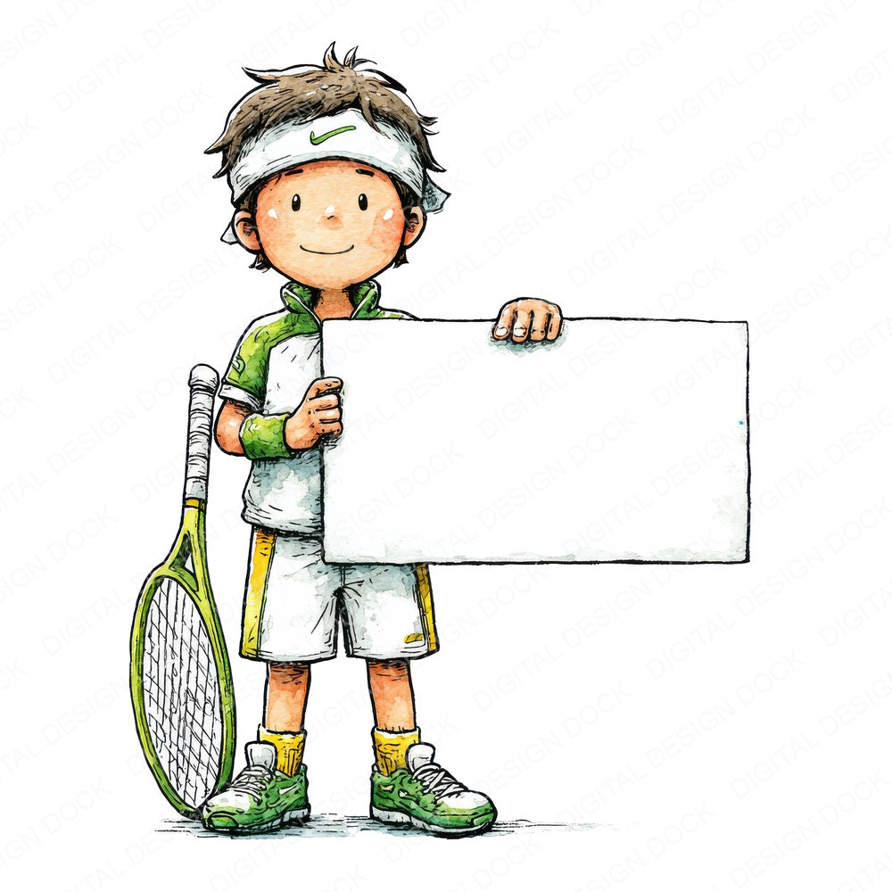 Tennis Player Signboard fussy cut sheet in A4 format showing all 12 designs on one printable page