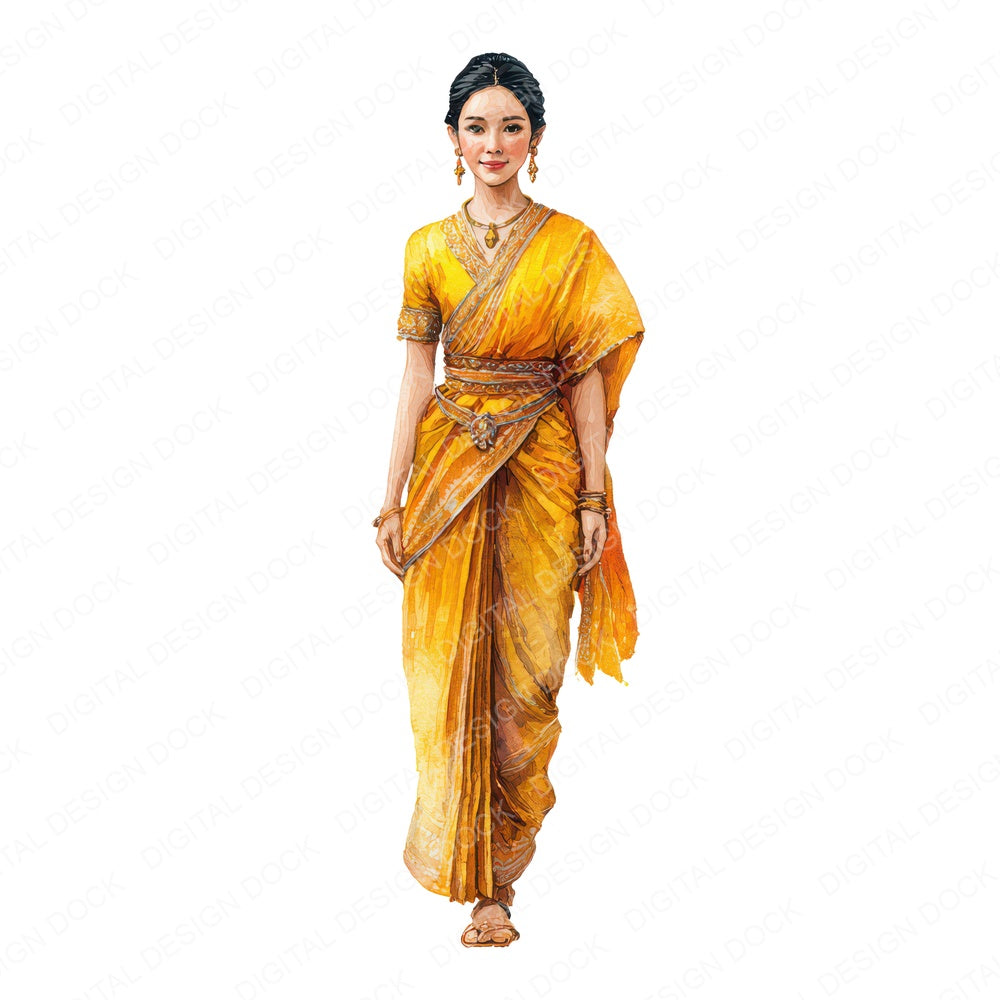 Thai Woman in Traditional Dress Fussy Cut Sheets (DDD012283)