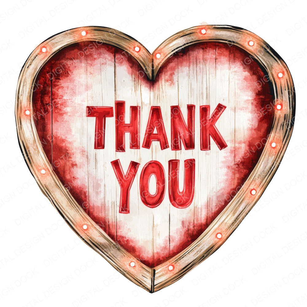 Thank You Wooden Heart Sign Clipart Set (DDD006744)