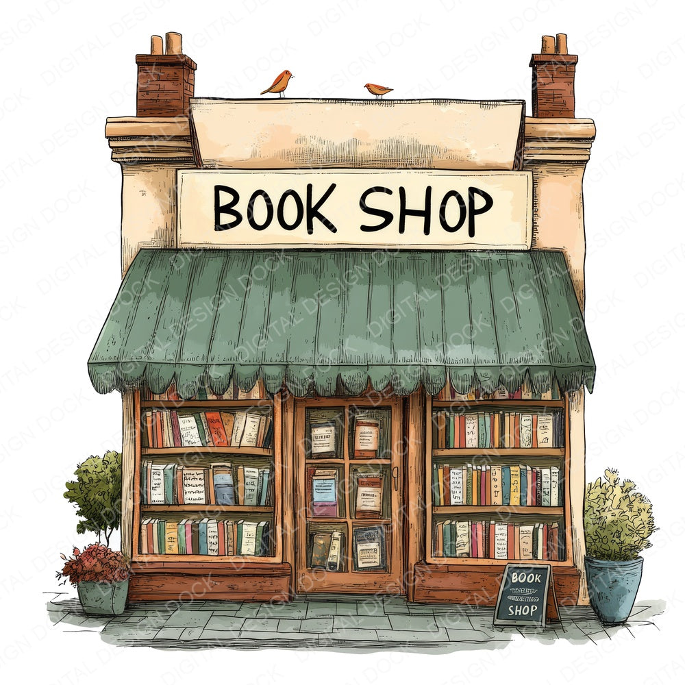 The Book Shop A fussy cut sheet in A4 format showing all 12 designs on one printable page