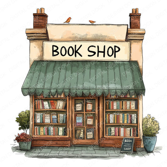 The Book Shop A fussy cut sheet in A4 format showing all 12 designs on one printable page