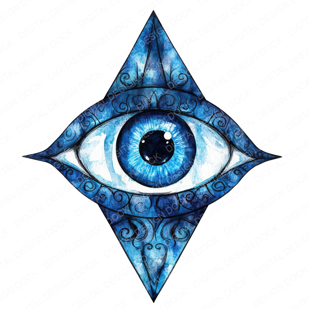 The Evil Eye fussy cut sheet in US Letter format showing all 12 designs on one printable page