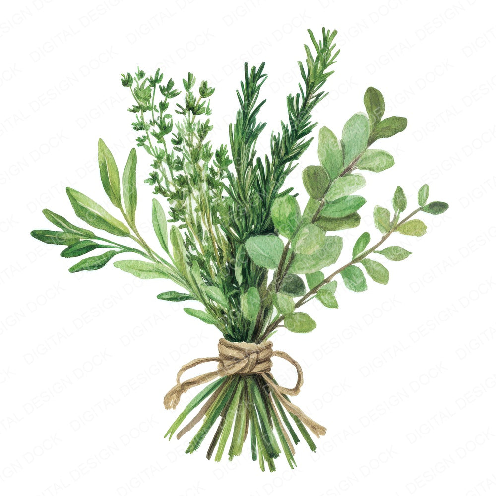 Tied Herb fussy cut sheet in A4 format showing all 12 designs on one printable page