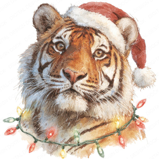 Tiger Santa Hat fussy cut sheet in A4 format showing all 12 designs on one printable page