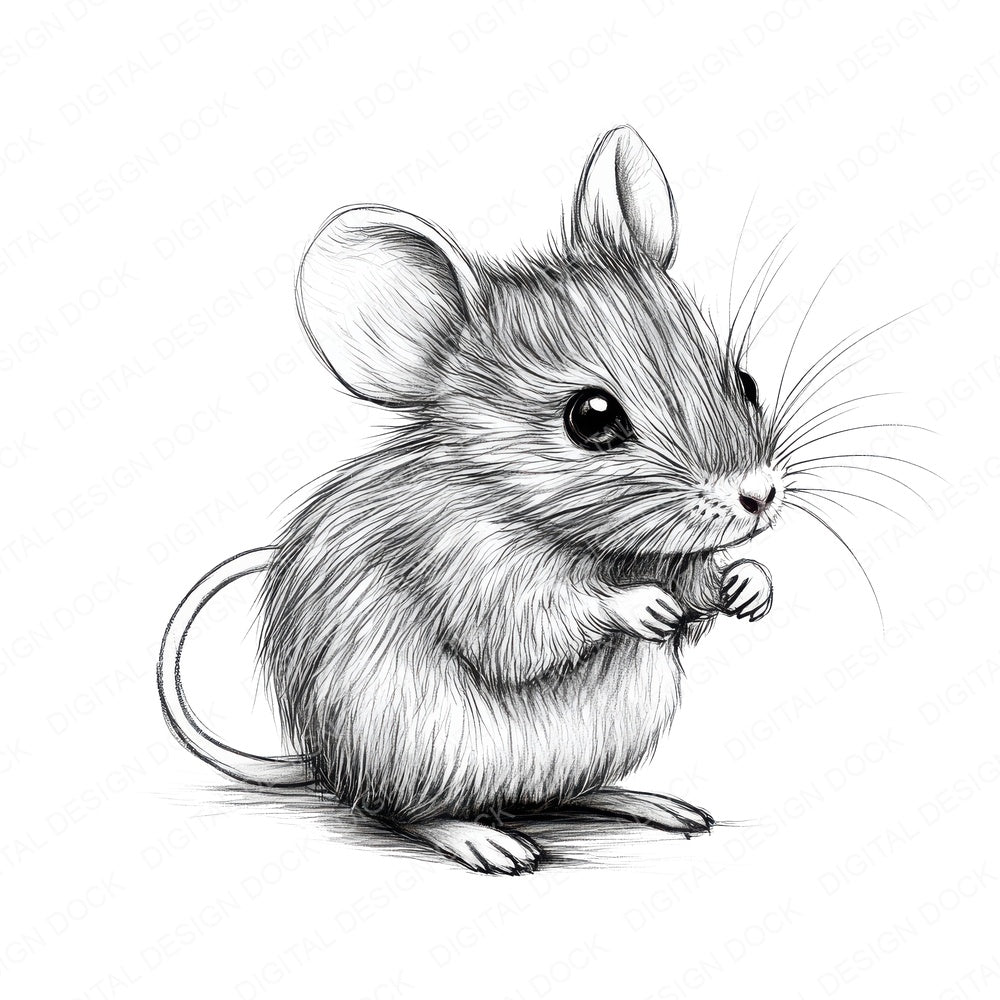 Tiny Mouse Sketch fussy cut sheet in A4 format showing all 12 designs on one printable page
