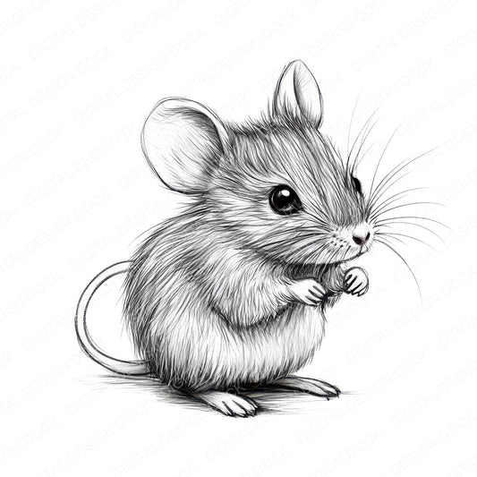 Tiny Mouse Sketch fussy cut sheet in A4 format showing all 12 designs on one printable page