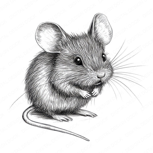 Tiny Mouse Sketch fussy cut sheet in US Letter format showing all 12 designs on one printable page