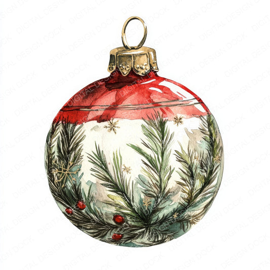 Traditional Christmas Bauble fussy cut sheet in A4 format showing all 12 designs on one printable page