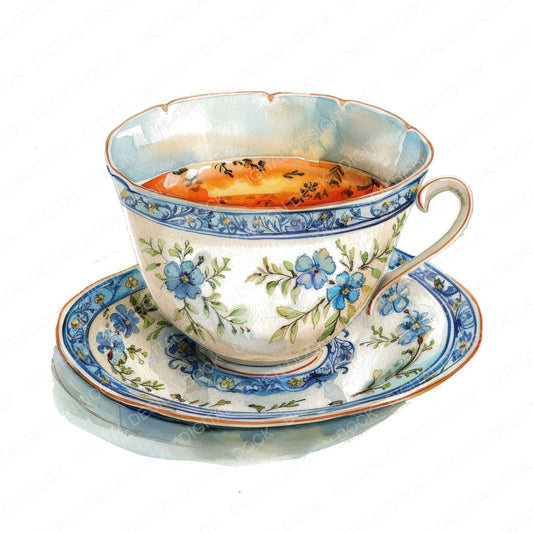 Traditional Tea Cup and Saucer Clipart Set (DDD006769)