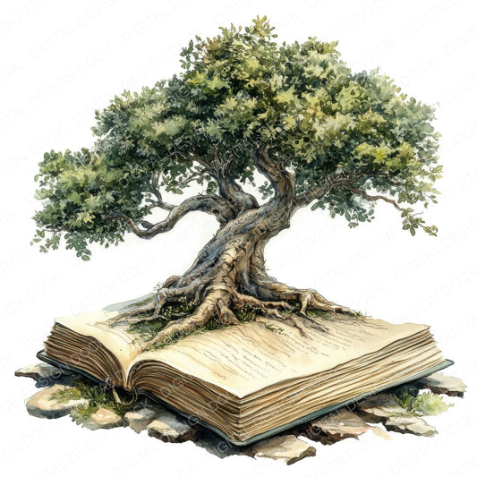 Tree Reading Book fussy cut sheet in US Letter format showing all 12 designs on one printable page