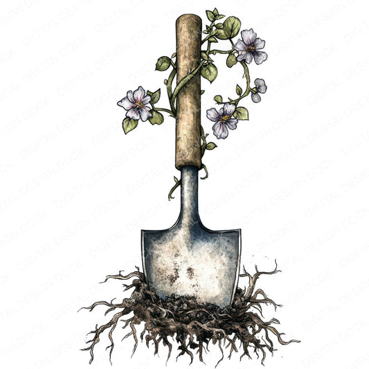 Trowel with Blooming Vines fussy cut sheet in US Letter format showing all 12 designs on one printable page