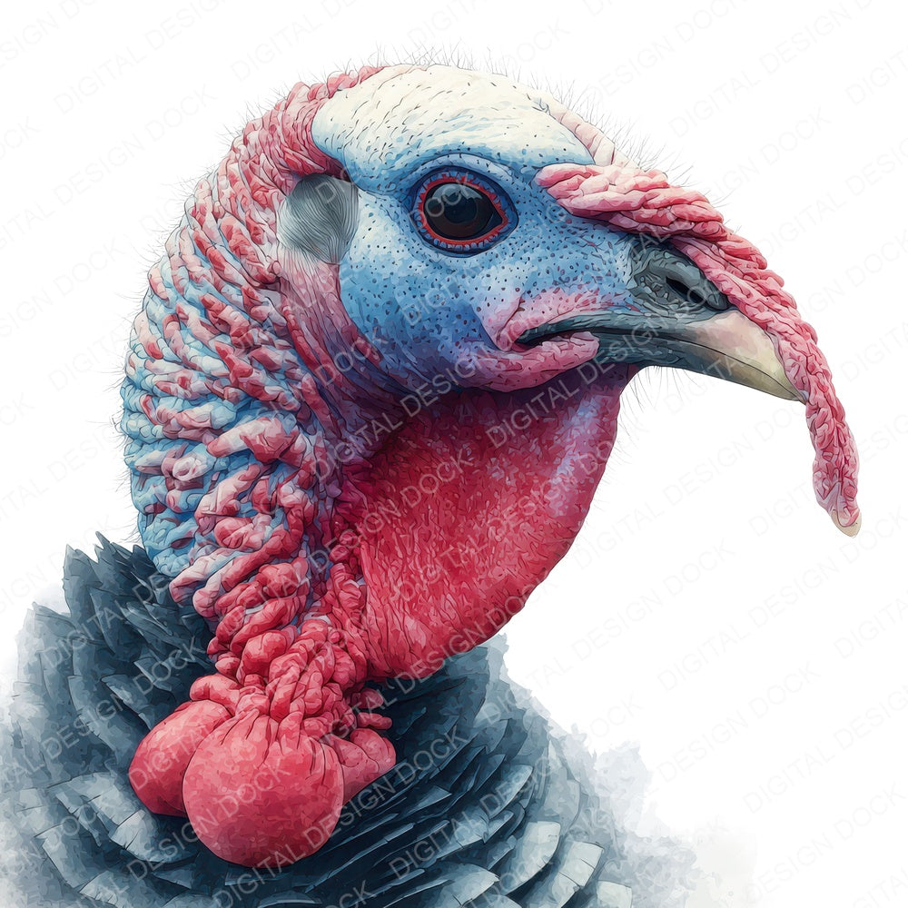 Turkey Head Portrait fussy cut sheet in A4 format showing all 12 designs on one printable page