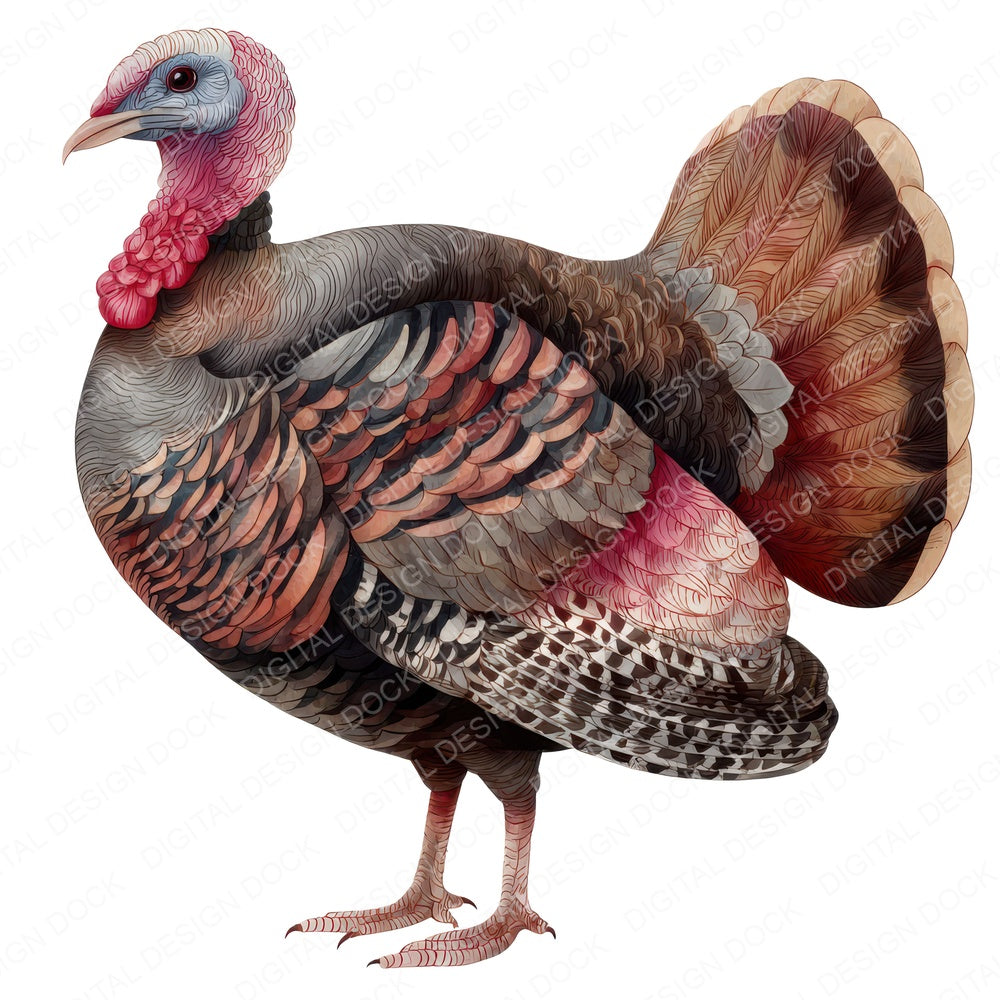 Turkey Side Profile fussy cut sheet in A4 format showing all 12 designs on one printable page