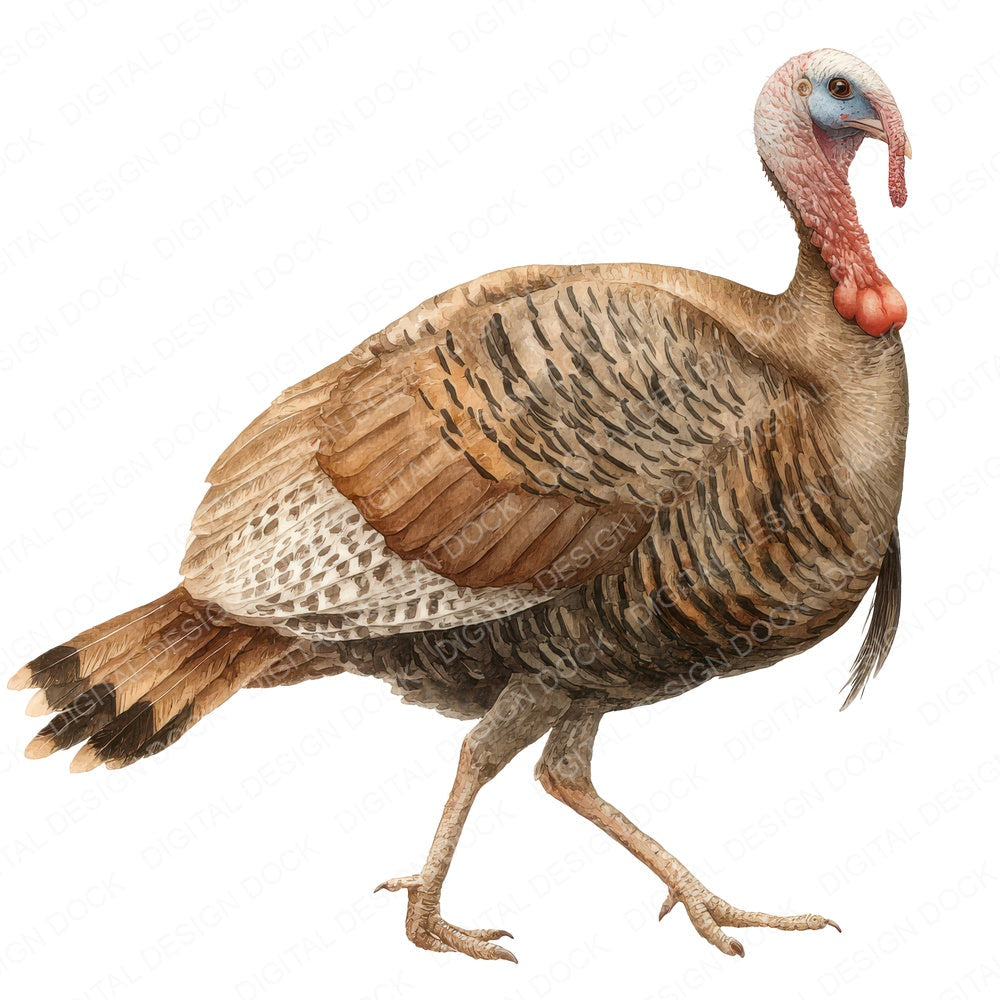 Turkey Walking fussy cut sheet in US Letter format showing all 12 designs on one printable page