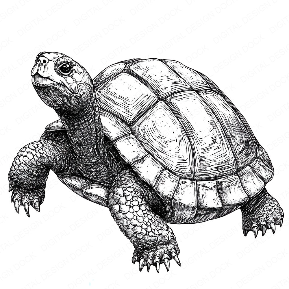 Turtle Drawing fussy cut sheet in US Letter format showing all 12 designs on one printable page