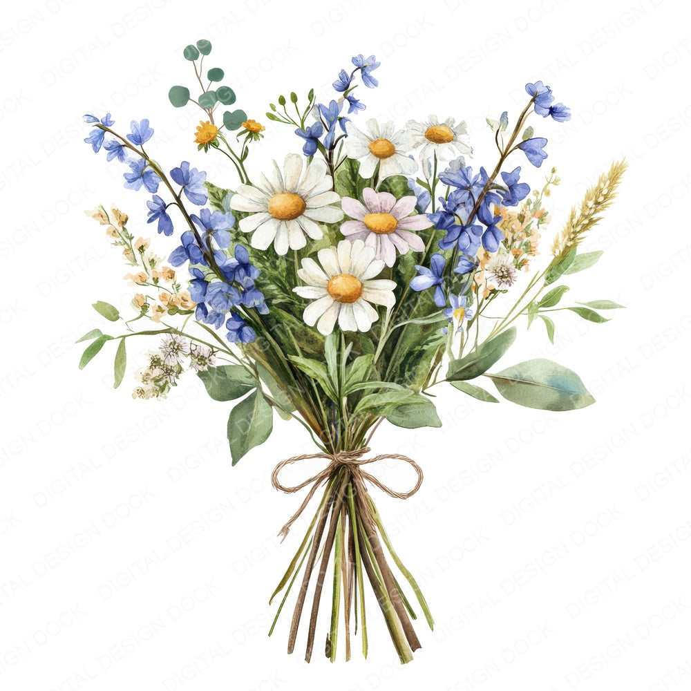 Twine Tied Bouquet fussy cut sheet in A4 format showing all 12 designs on one printable page