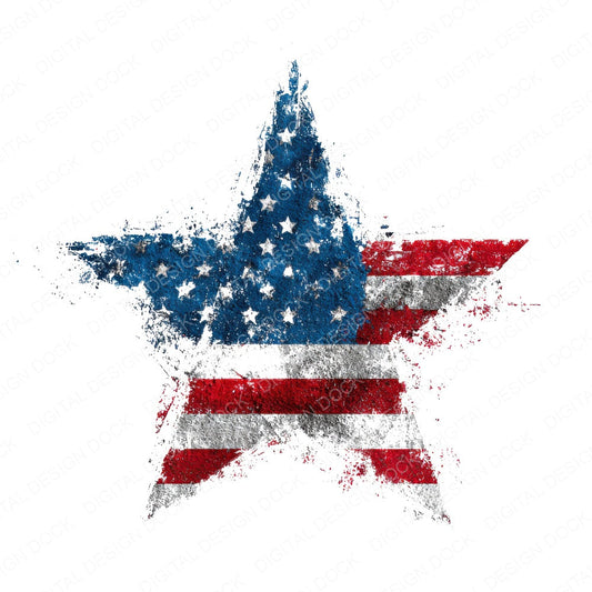 USA Flag Star Grunge fussy cut sheet in A4 format showing all 12 designs on one printable page