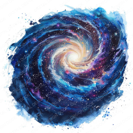 Vibrant Galaxy of Stars fussy cut sheet in US Letter format showing all 12 designs on one printable page
