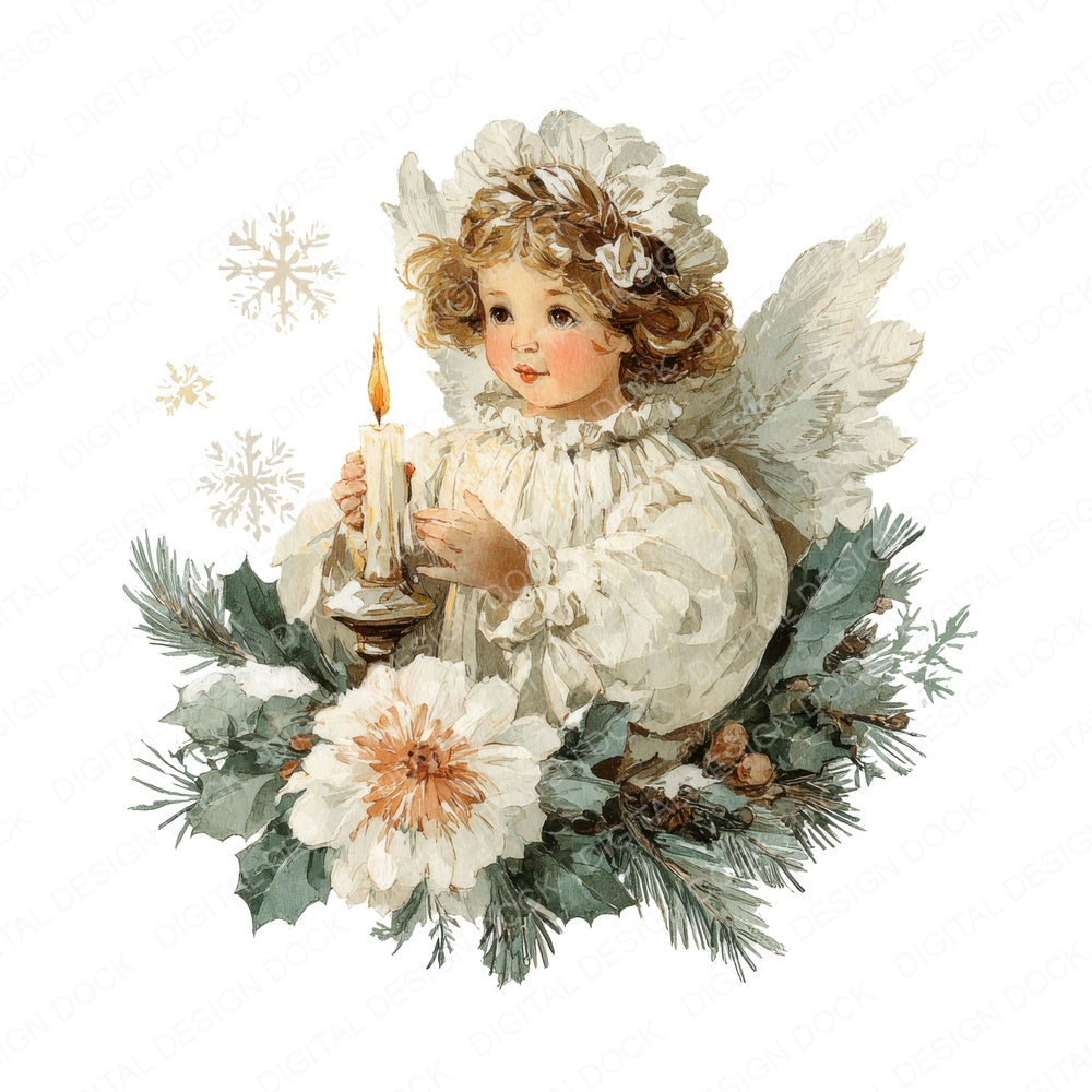 Victorian Christmas Angel fussy cut sheet in A4 format showing all 12 designs on one printable page