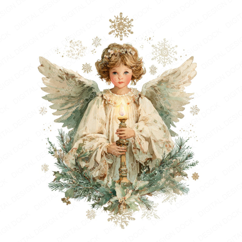 Victorian Christmas Angel fussy cut sheet in US Letter format showing all 12 designs on one printable page