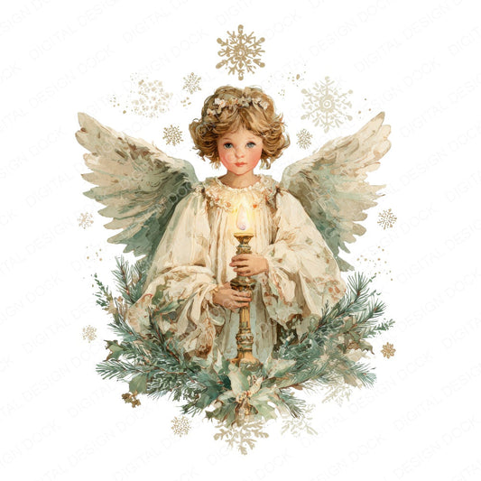 Victorian Christmas Angel fussy cut sheet in US Letter format showing all 12 designs on one printable page
