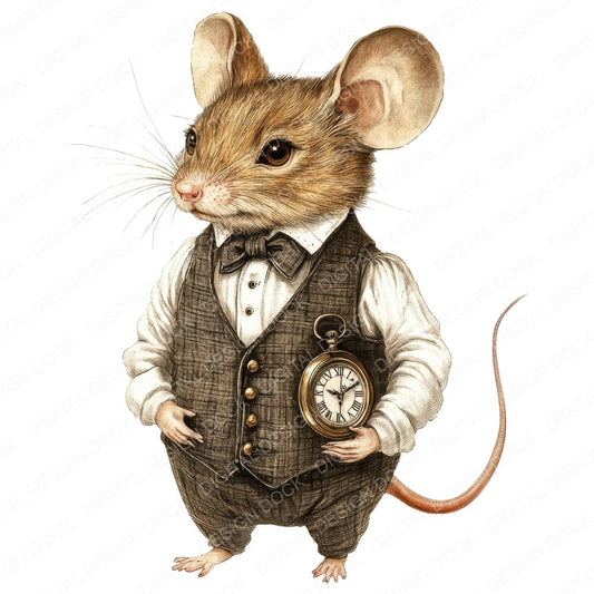 Victorian Dressed Mouse fussy cut sheet in A4 format showing all 12 designs on one printable page
