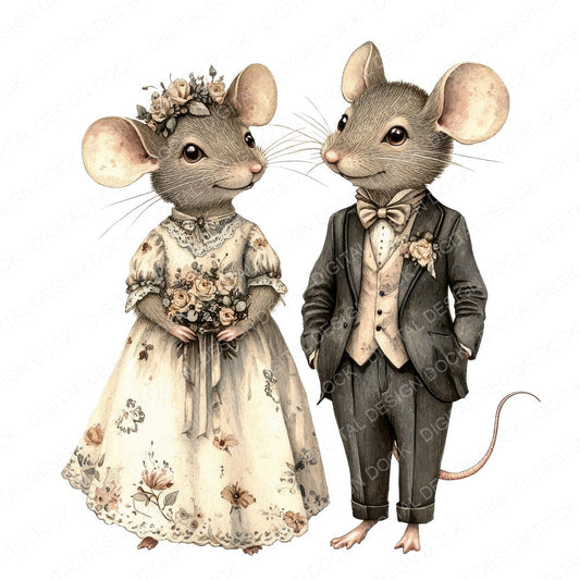 Victorian Mouse Wedding fussy cut sheet in A4 format showing all 12 designs on one printable page