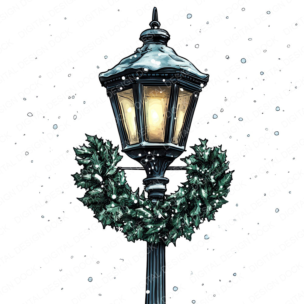 Victorian Streetlamp with Wreath fussy cut sheet in US Letter format showing all 12 designs on one printable page